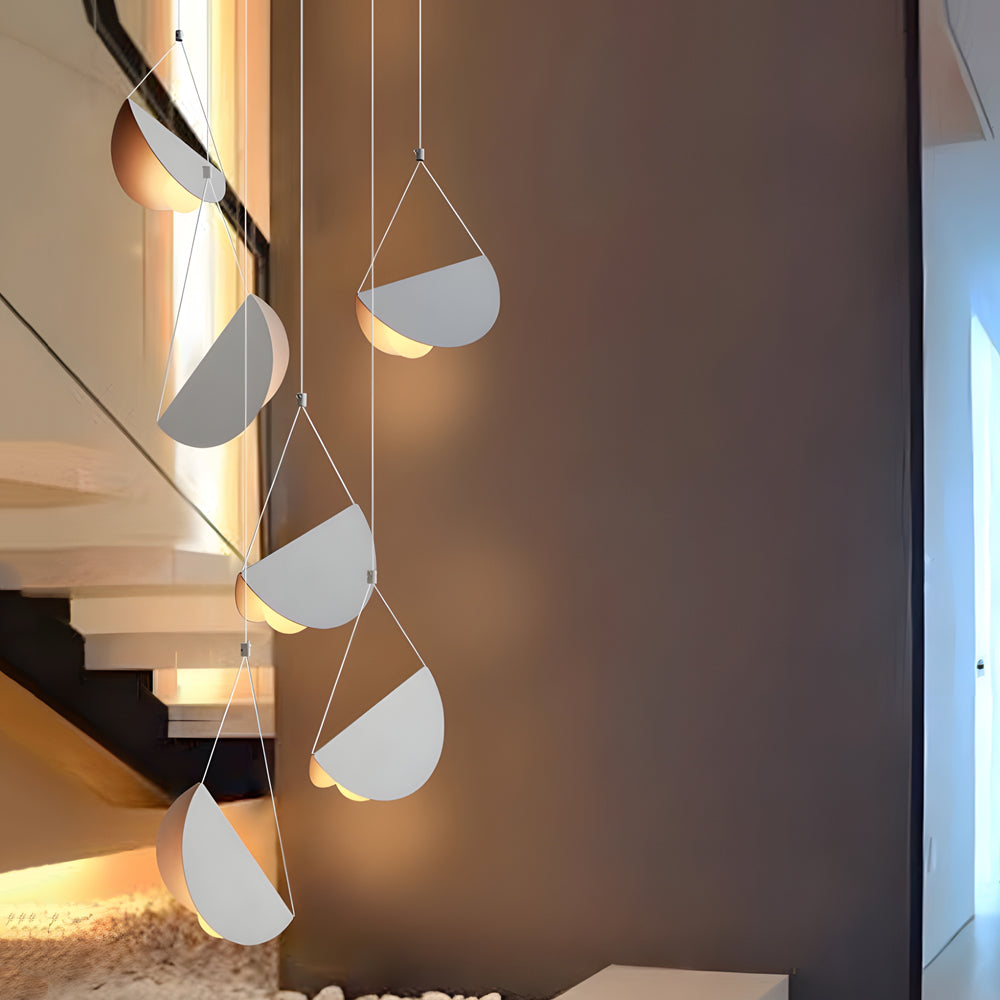 Candeeiro suspenso deslizante branco minimalista de 1/3/6 luzes
