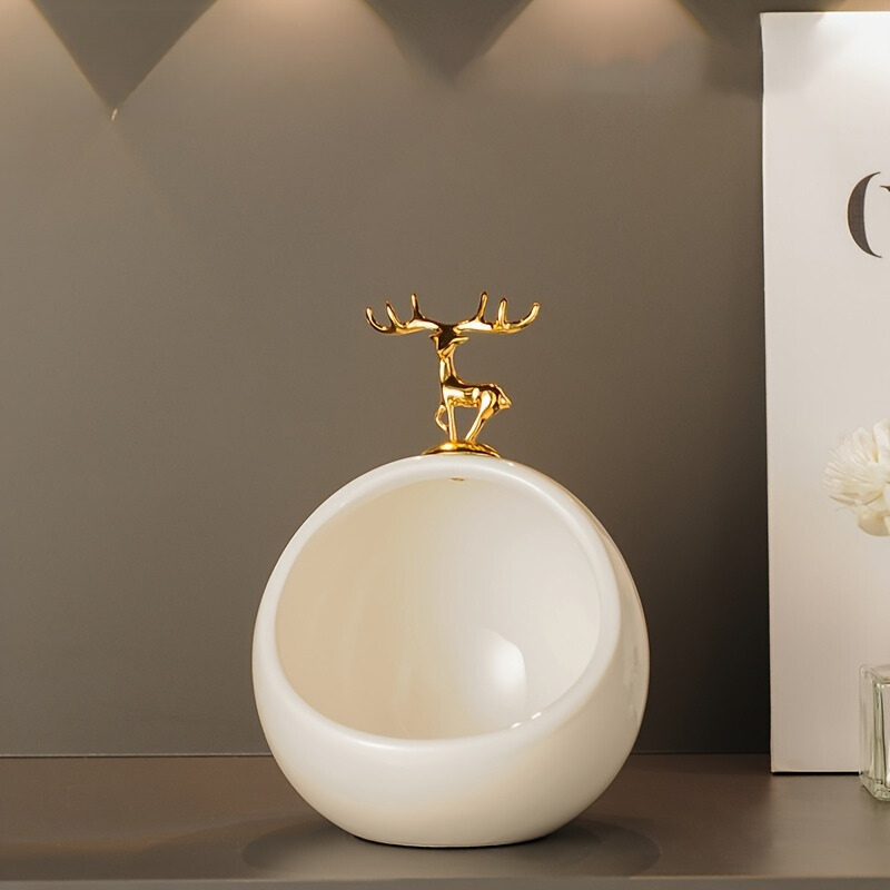 DeerBox - Modern Ceramic Storage Bowl with Metal Deer Lid