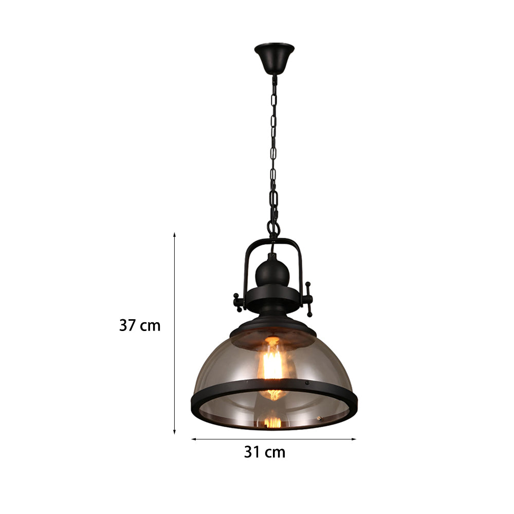 GlassDome - Industrial Vintage Pendant Lamp with Glass Dome for Kitchen and Dining Room