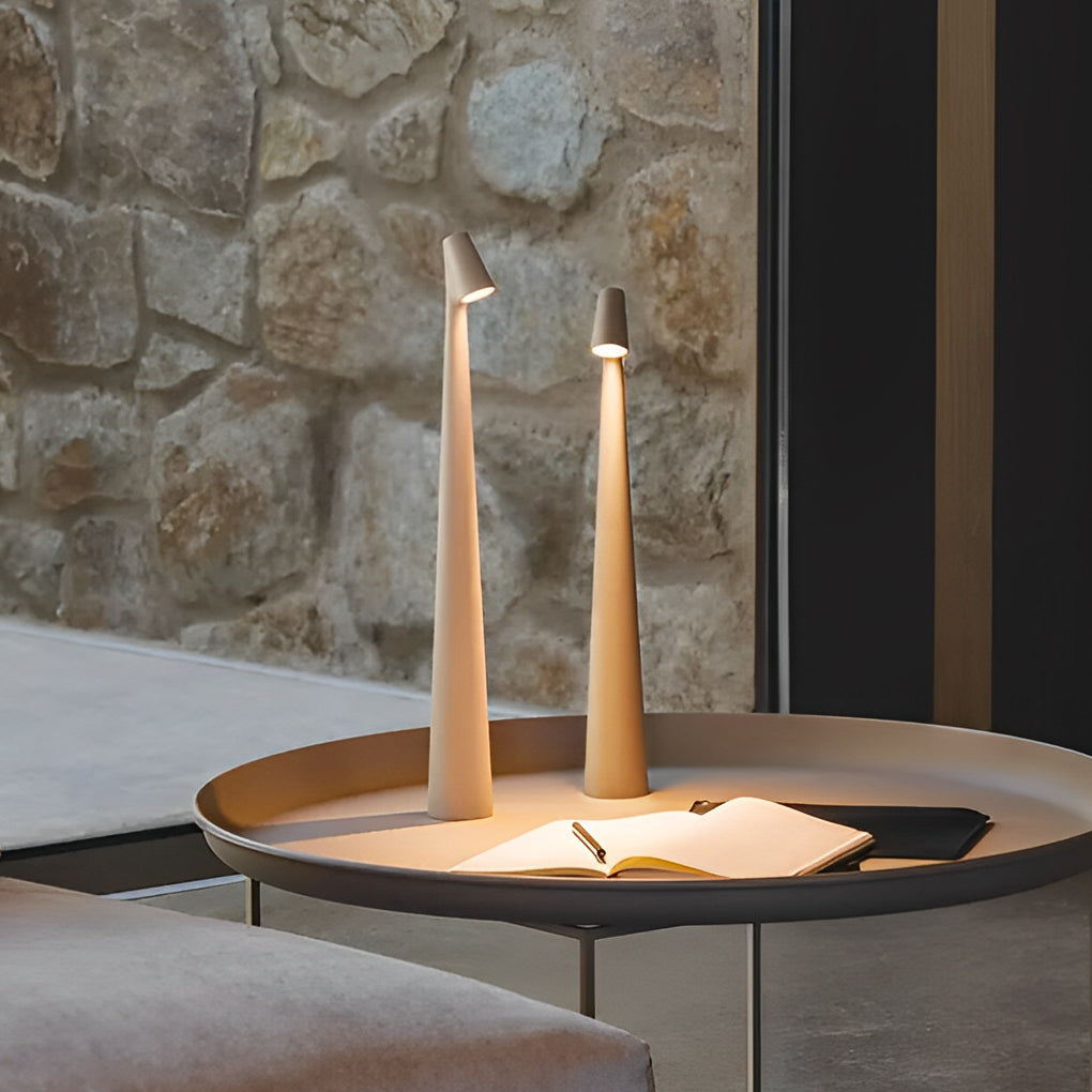 AuroraGlow - Stylish Conical Table Lamp with Downlight and USB Charging Capability