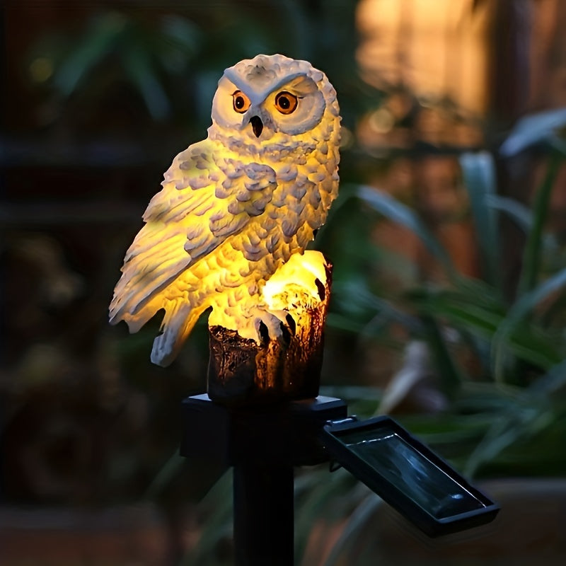 SolarOwl - Lâmpada Solar LED para Relvado, Decoração de Jardim com Design em Resina