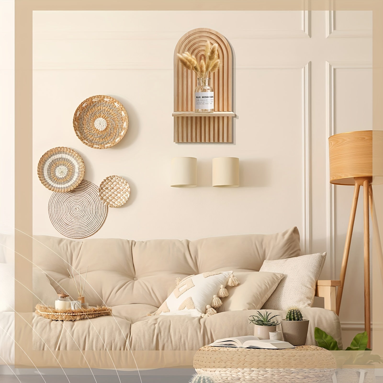 BohoRainbow - Bohemian Wooden Rainbow Wall Shelf for Decoration and Storage