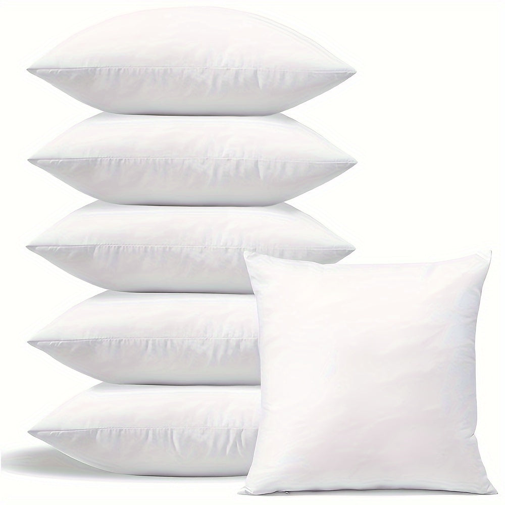 6 Pieces White Premium Waterproof Pillow Inserts - Soft, Durable Cushions for Sofa and Living Room Decoration