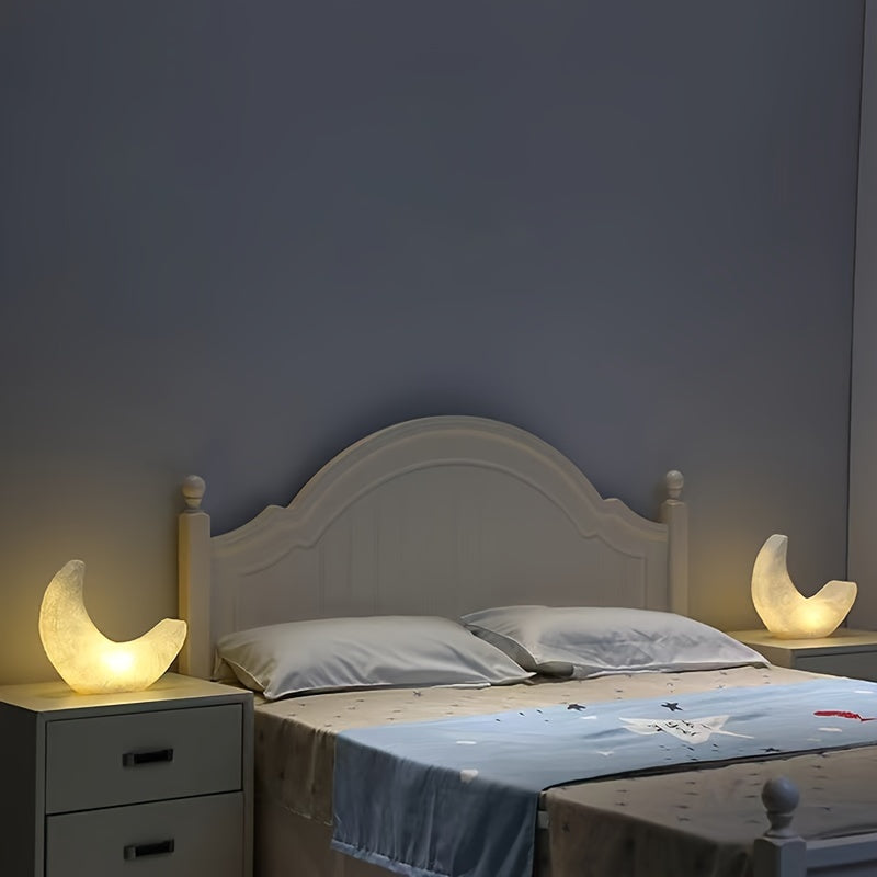 MoonGlow - Lámpara nocturna de media luna Art Deco, alimentada por batería con interruptor