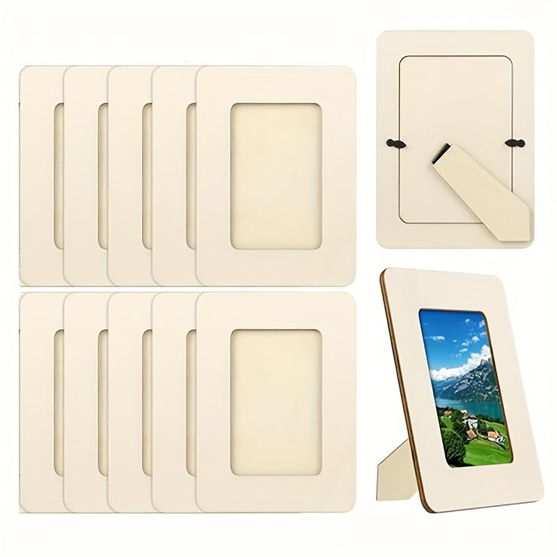 10 pieces 5-Inch Wooden Photo Frames - DIY Handmade in Modern Style, 12.45x17.02 cm, Table Decoration, Perfect for Family Memories and Home Decor