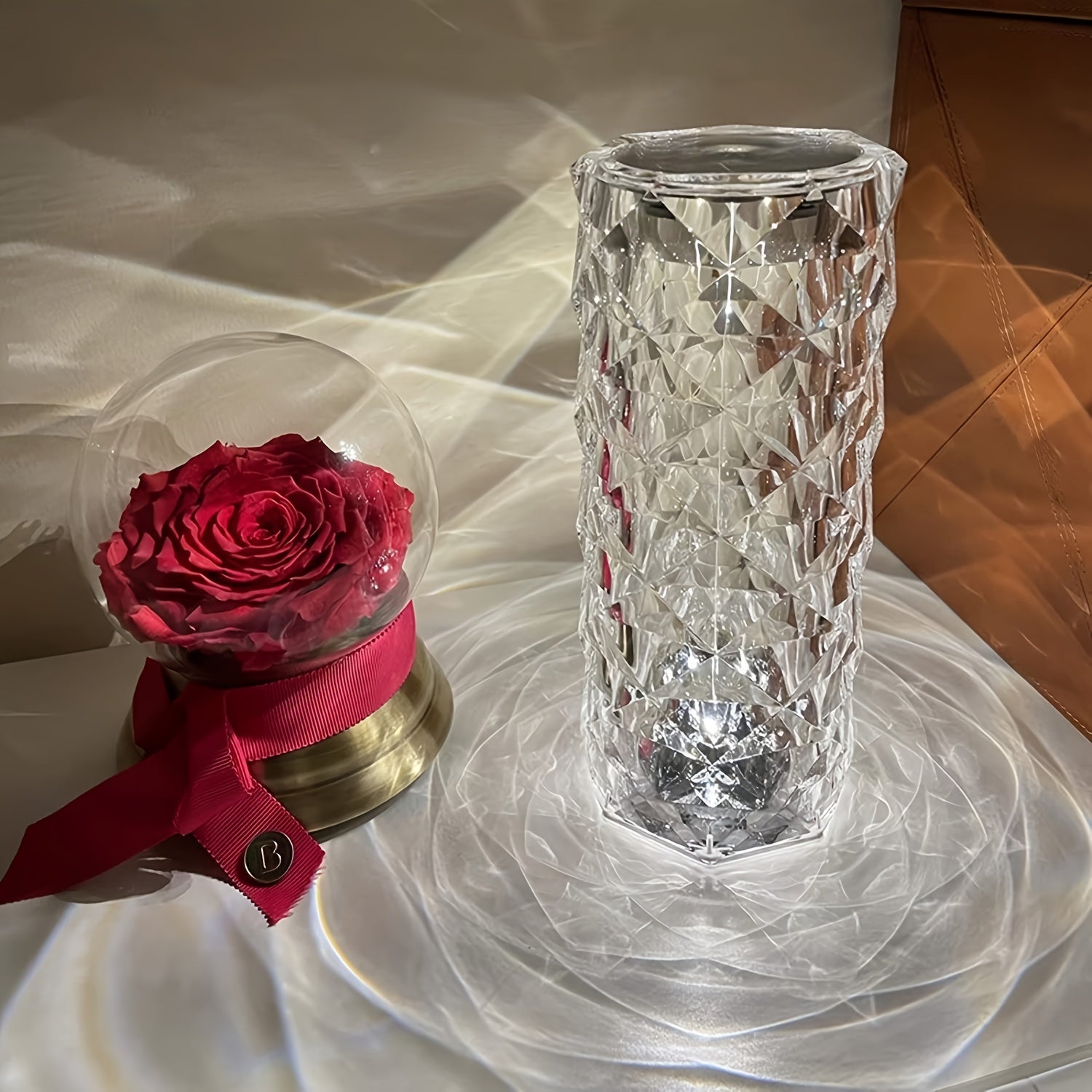 LumiKristal - Crystal Diamond Desk Lamp with 3 Color LED Lighting