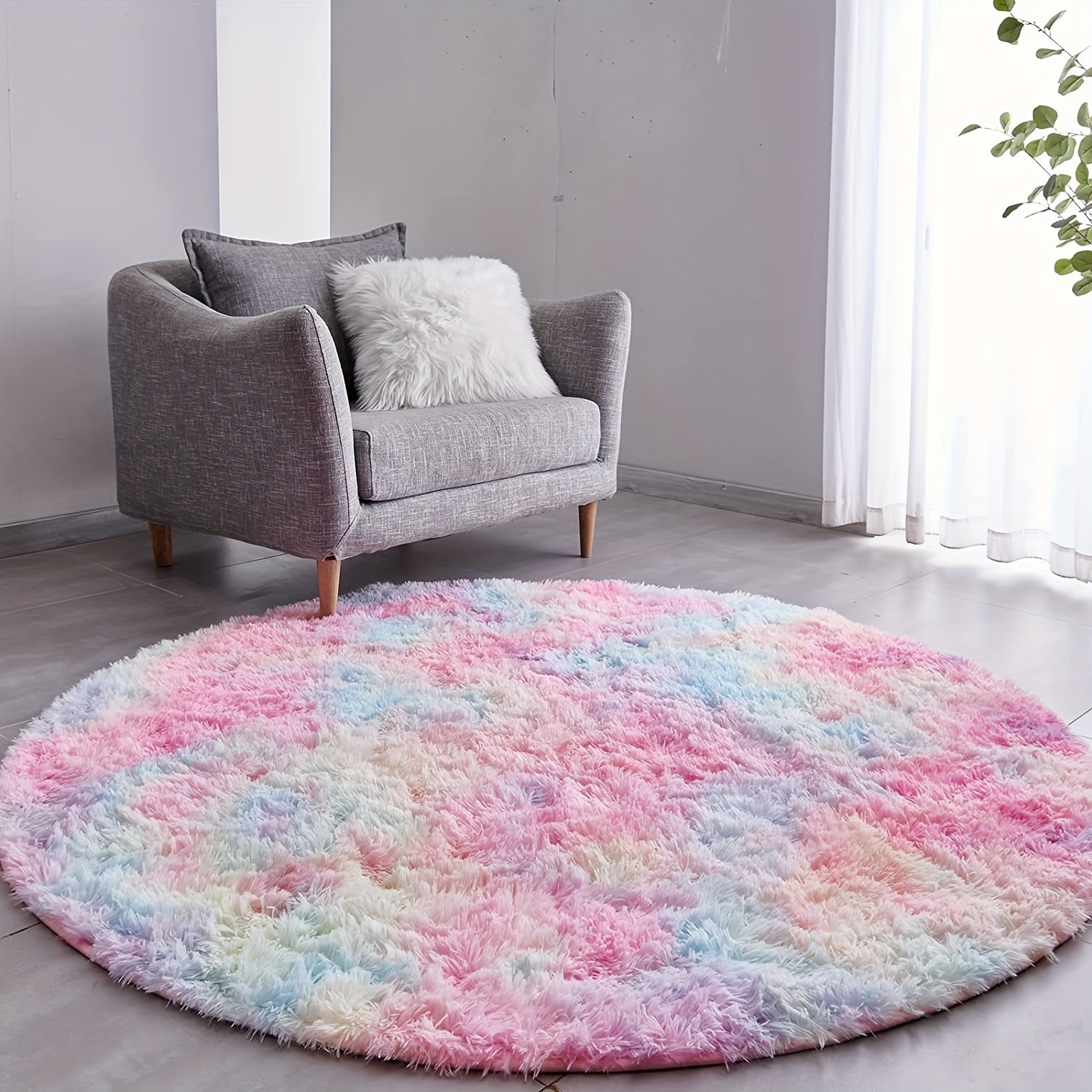 Tappeto Rotondo Arcobaleno Morbido – Tie Dye Colorato, Morbido Tappeto da Gioco per Bambini, Decorazione per Camera da Letto o Soggiorno
