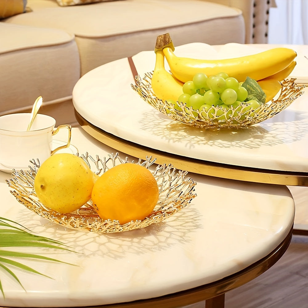 MetalServe-Coral - Luxury Open Fruit Bowl for Home Decoration, Coffee Table & Dining Room