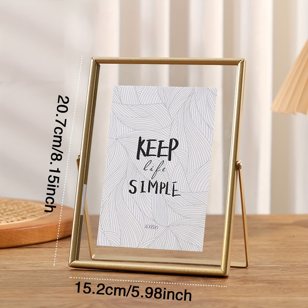 Elegante marco de fotos metálico - visualización de una sola foto de 10.16cm o 15.24cm, diseño moderno en dorado y negro para hogar y oficina