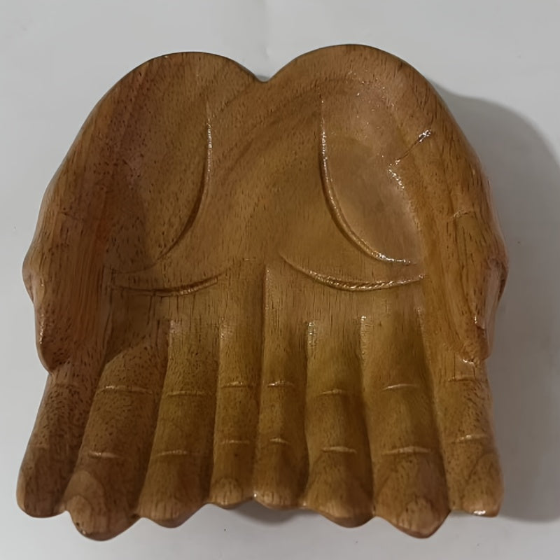 CrystalWood - Wooden Hand Bowl with Crystal Accents for Dresser Organization