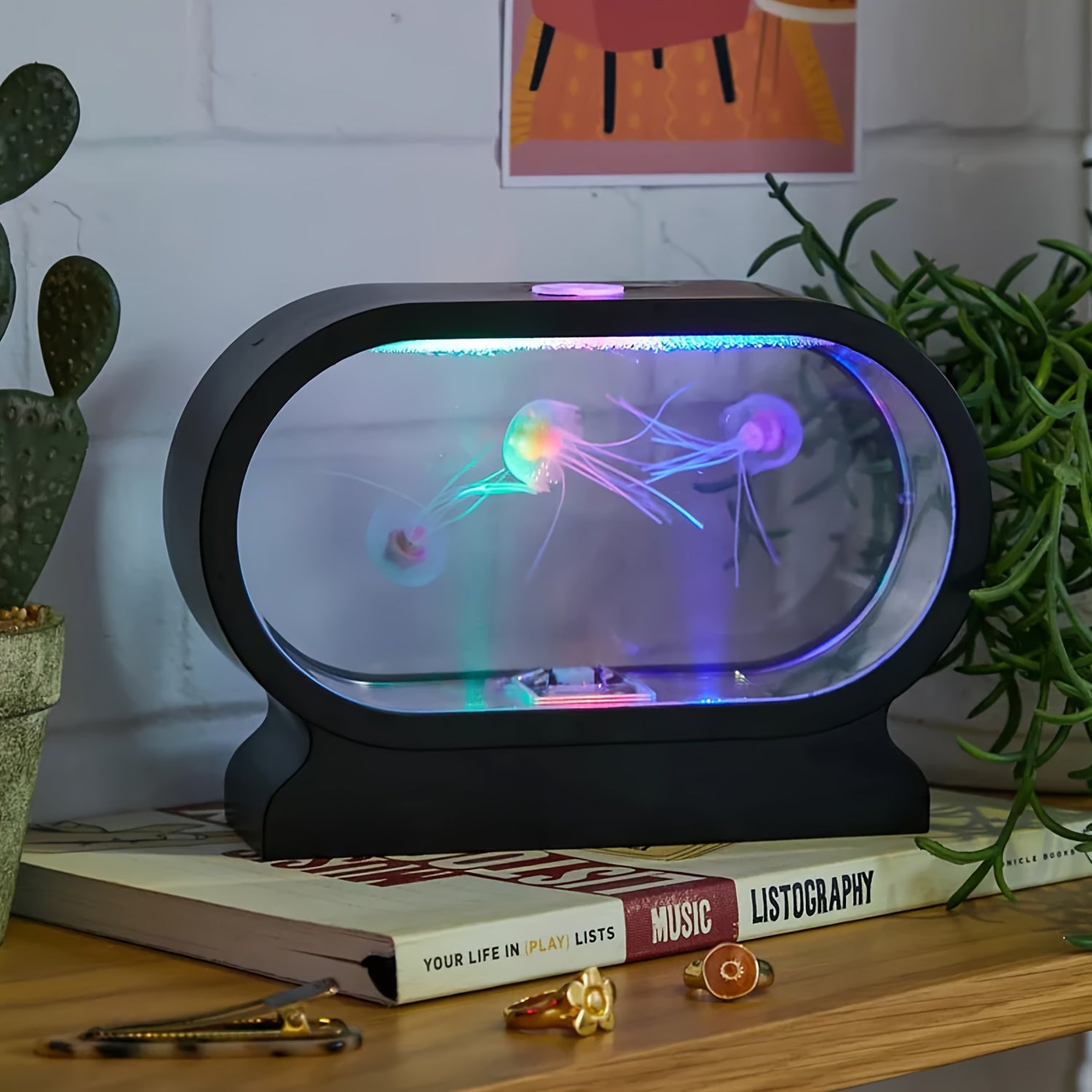 LumiJelly - LED Jellyfish Table Lamp, 3-Color Simulation Aquarium Night Light, Battery Powered, Decorative Light