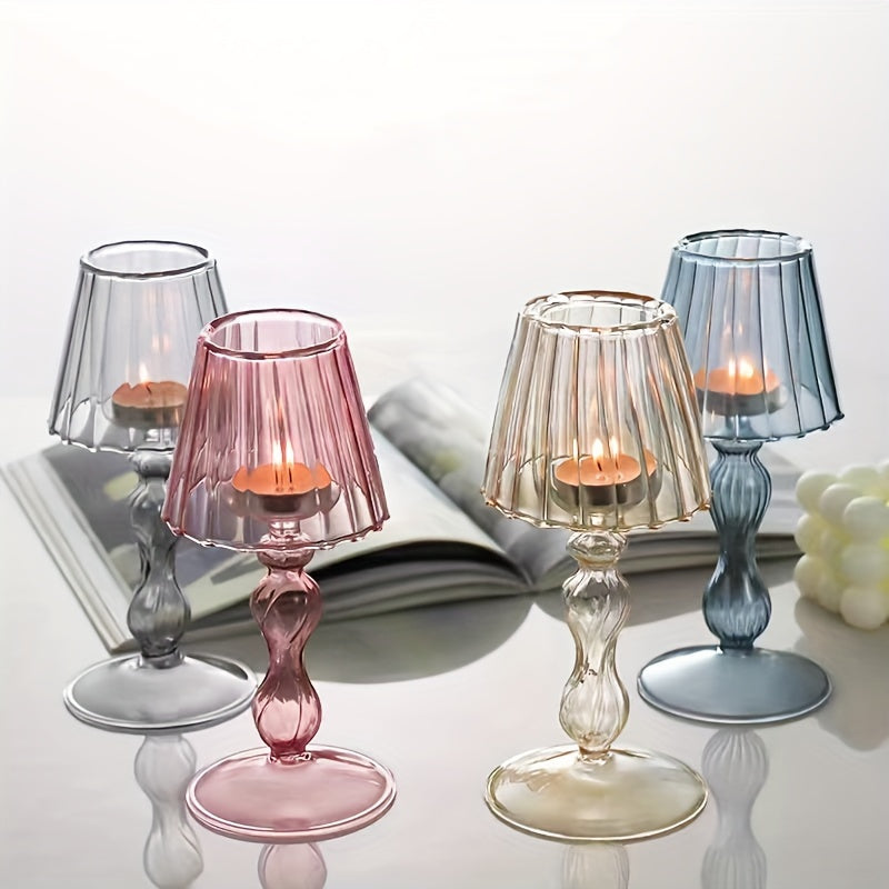 CrystalGlow - Lampada da tavolo decorativa in vetro e portacandele