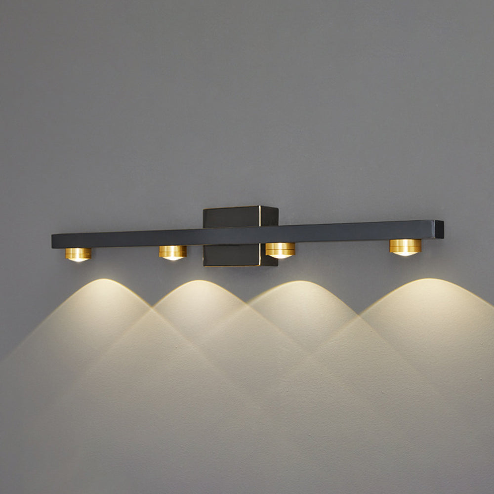 Freja - Lampada da parete LED moderna, nero/oro, bagno, metallo