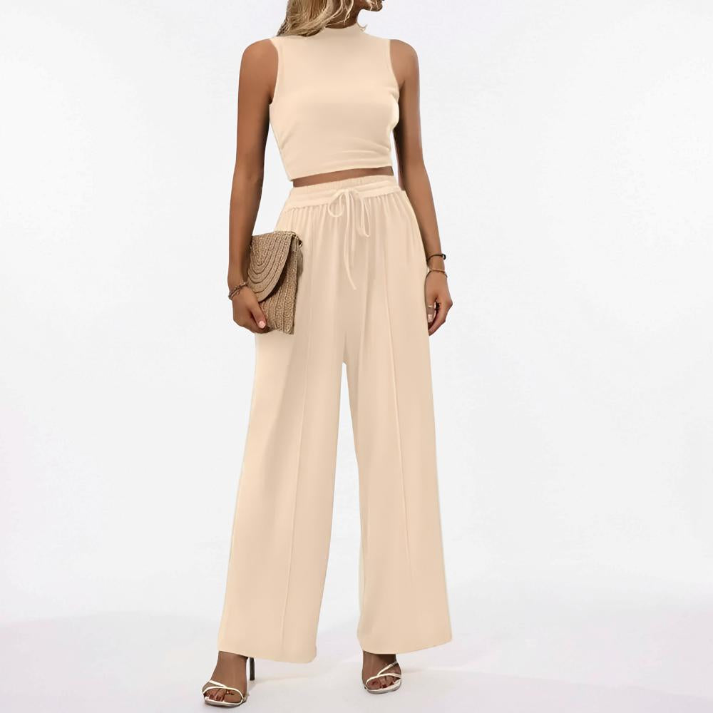 Ropa de mujer conjunto de dos piezas casual pantalones anchos