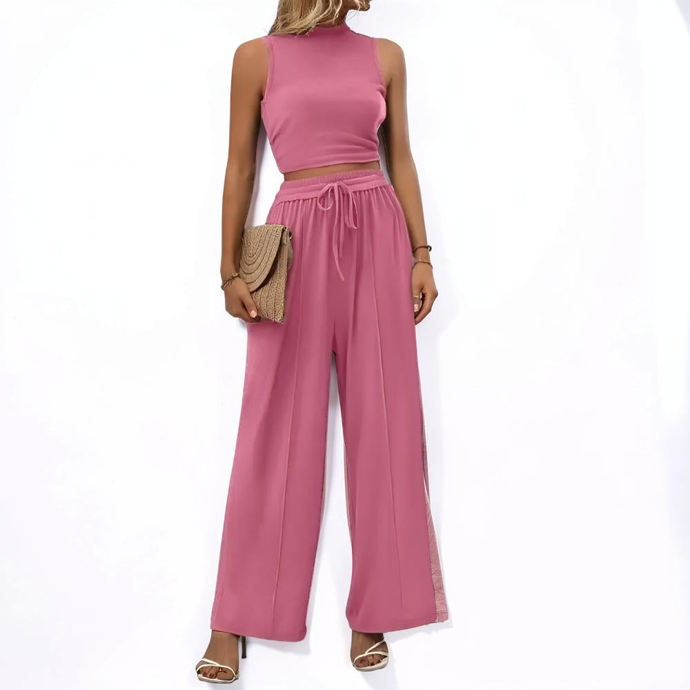 Women's Clothing Two-Piece Casual Wide-Leg Pants Set