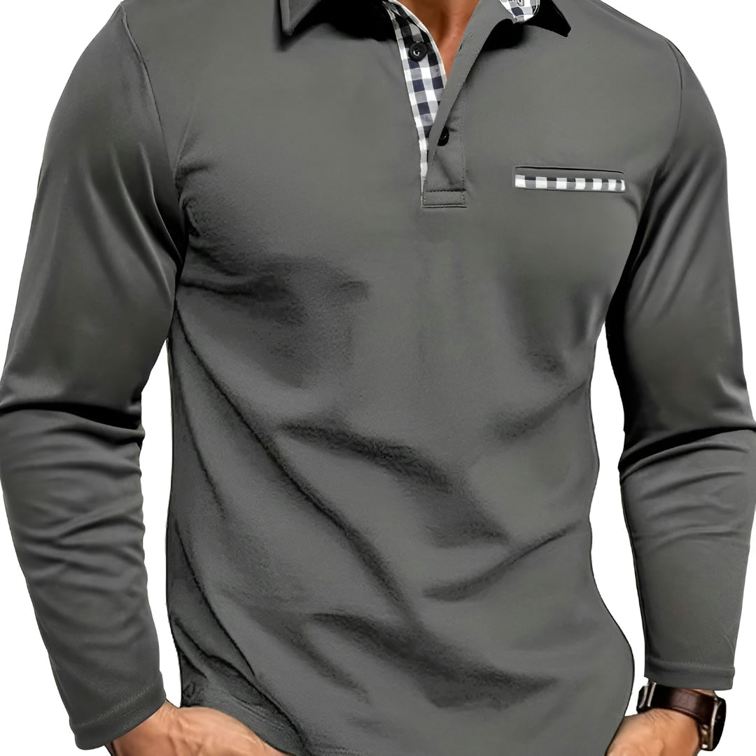 Abbigliamento Uomo Polo Maniche Lunghe Slim Fit Stile Casual
