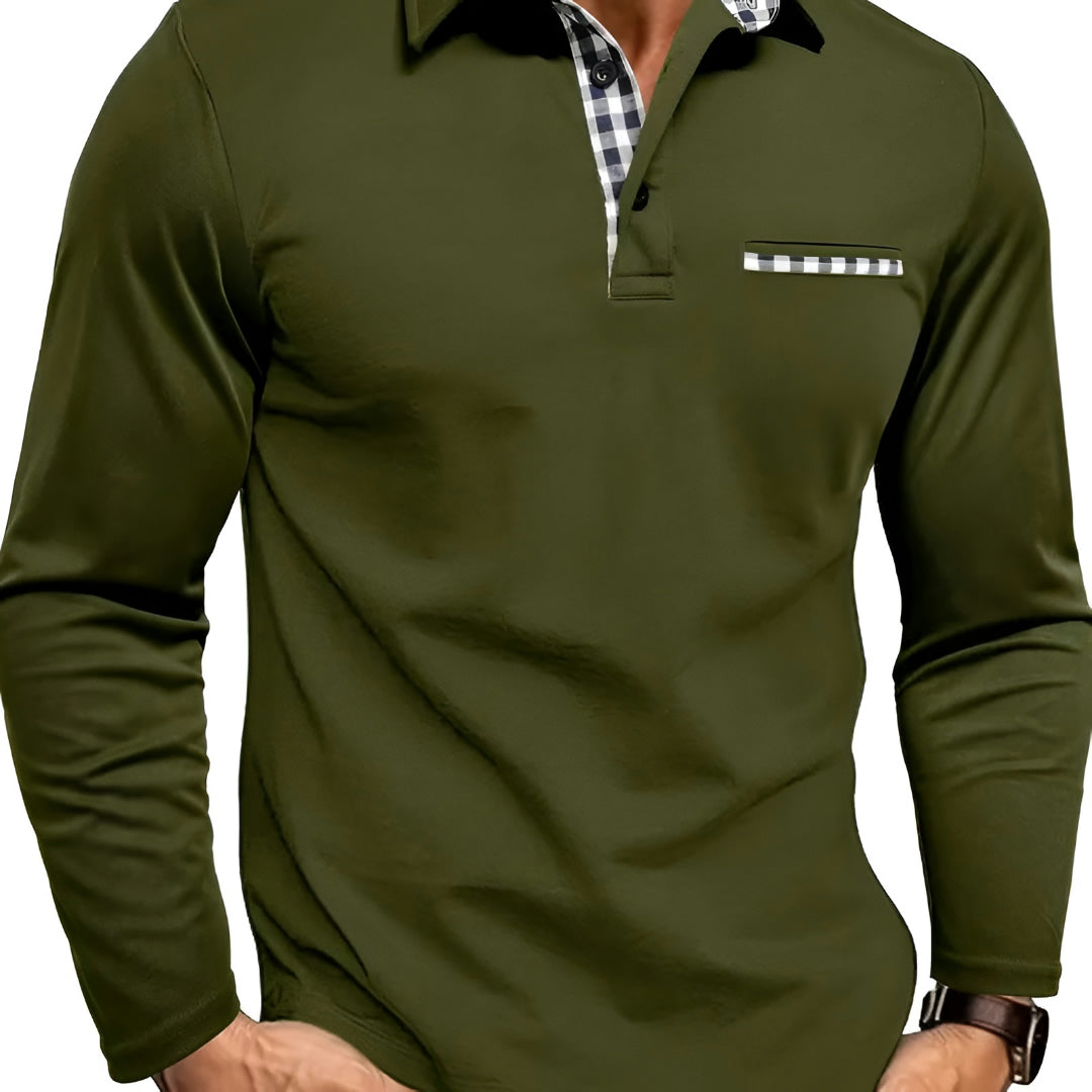 Abbigliamento Uomo Polo Maniche Lunghe Slim Fit Stile Casual