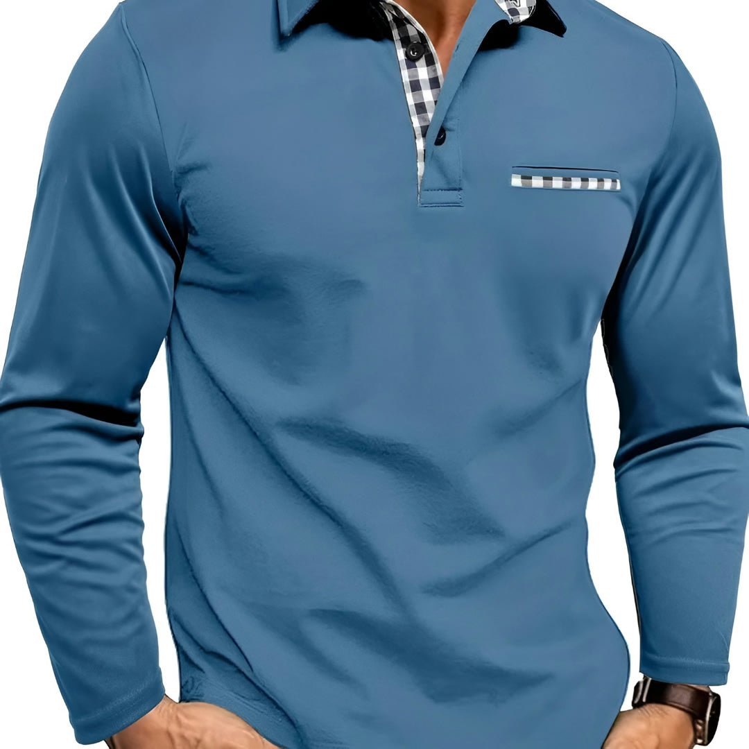Abbigliamento Uomo Polo Maniche Lunghe Slim Fit Stile Casual