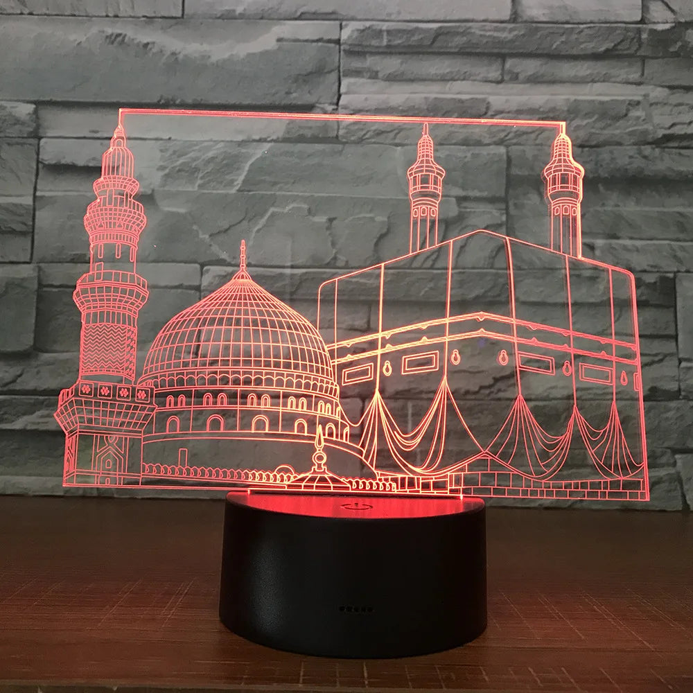 SpiritGlow - LED Table Lamp in Mosque Design, 3D Lighting for Spiritual Atmosphere