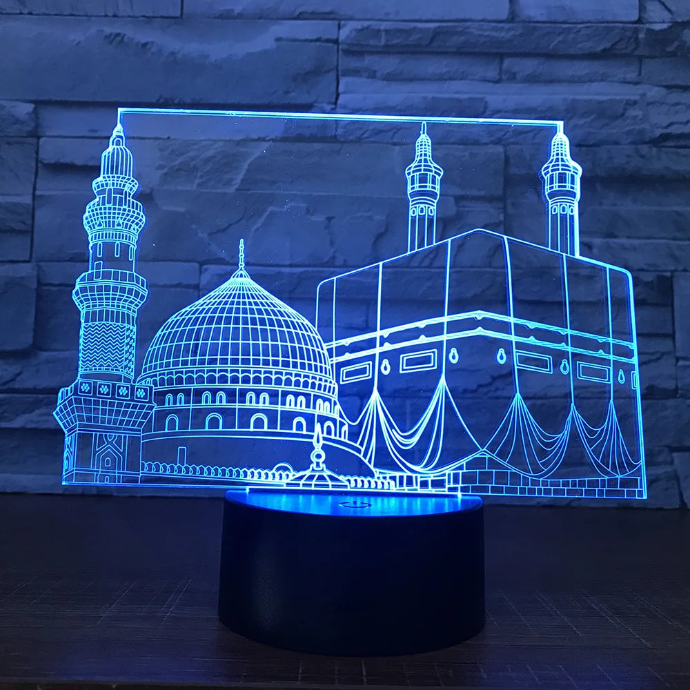 SpiritGlow - Candeeiro de Mesa LED em Design de Mesquita, Iluminação 3D para Ambiente Espiritual