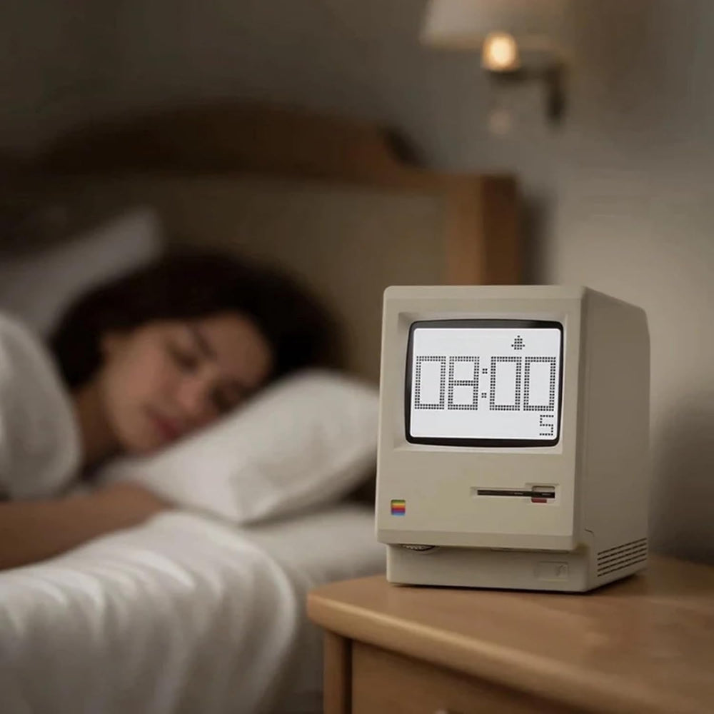 Digital Retro Mini PC Desk Clock LCD Display