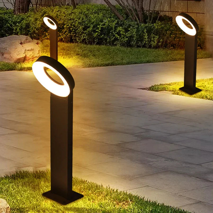 SolarGlow – Iluminação de Pavimento Solar LED em Alumínio – Design Moderno em Anel, Resistente à Água e Poupa Energia