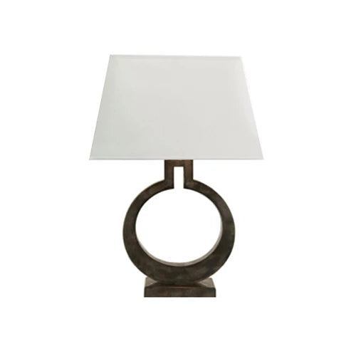 LuxeGlow - Lámpara de mesa metálica con pantalla de tela para salón y dormitorio