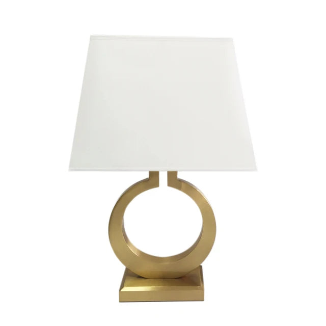 LuxeGlow - Lámpara de mesa metálica con pantalla de tela para salón y dormitorio