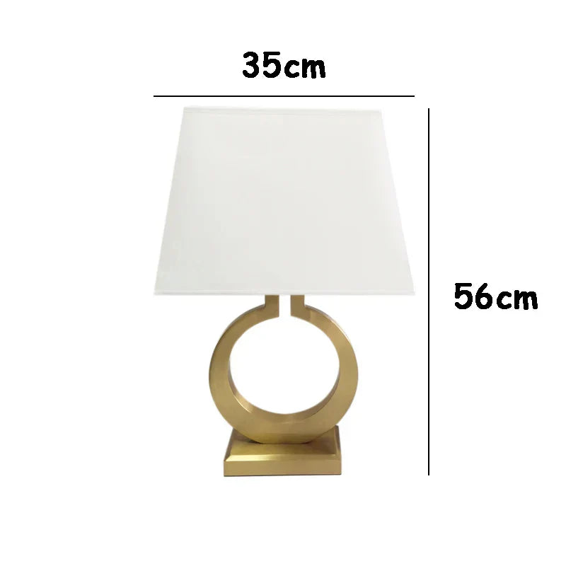 LuxeGlow - Lámpara de mesa metálica con pantalla de tela para salón y dormitorio