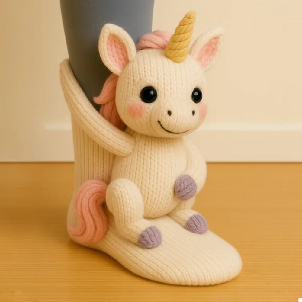 Animal Plush Slipper Socks Non-Slip Indoor Comfort Warmth 12
