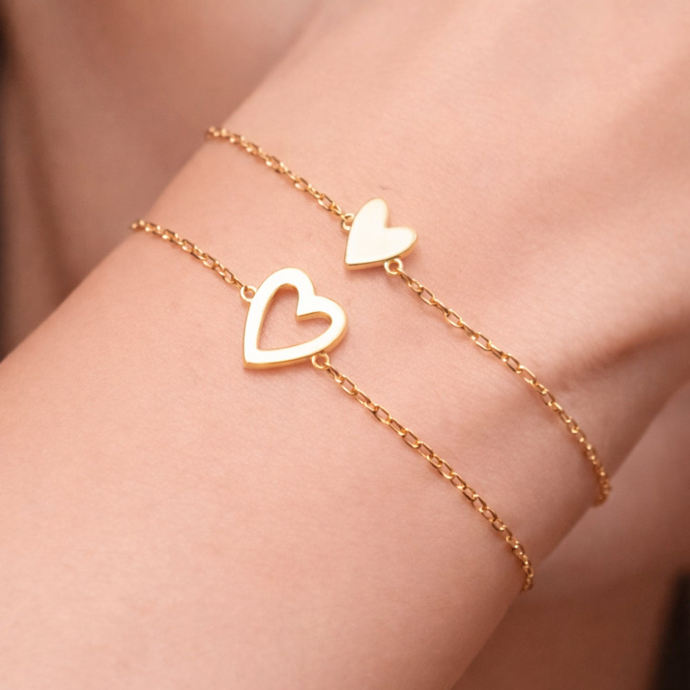 Set braccialetti cuore color oro regolabile amicizia