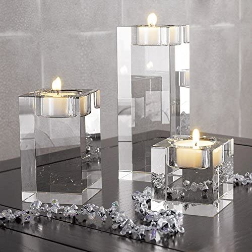 Candelabro de cristal cúbico de 3 piezas