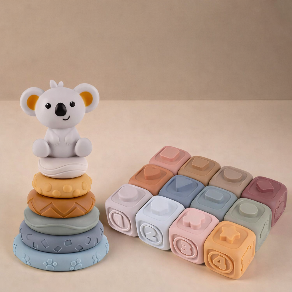 Baby Toy Teething Rings Stacking Blocks Sensory Learning Set