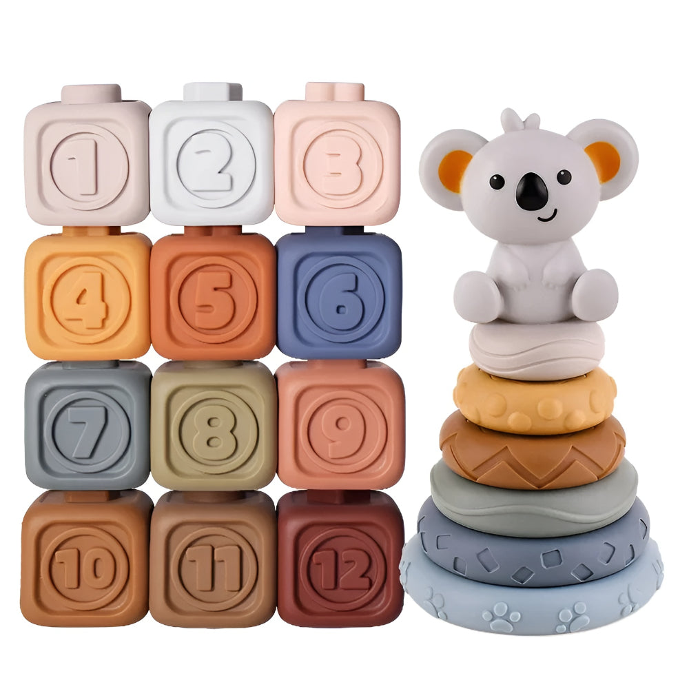 Baby Toy Teething Rings Stacking Blocks Sensory Learning Set