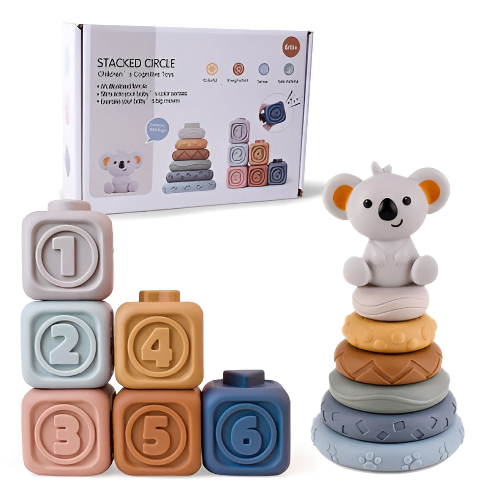 Baby Toy Teething Rings Stacking Blocks Sensory Learning Set
