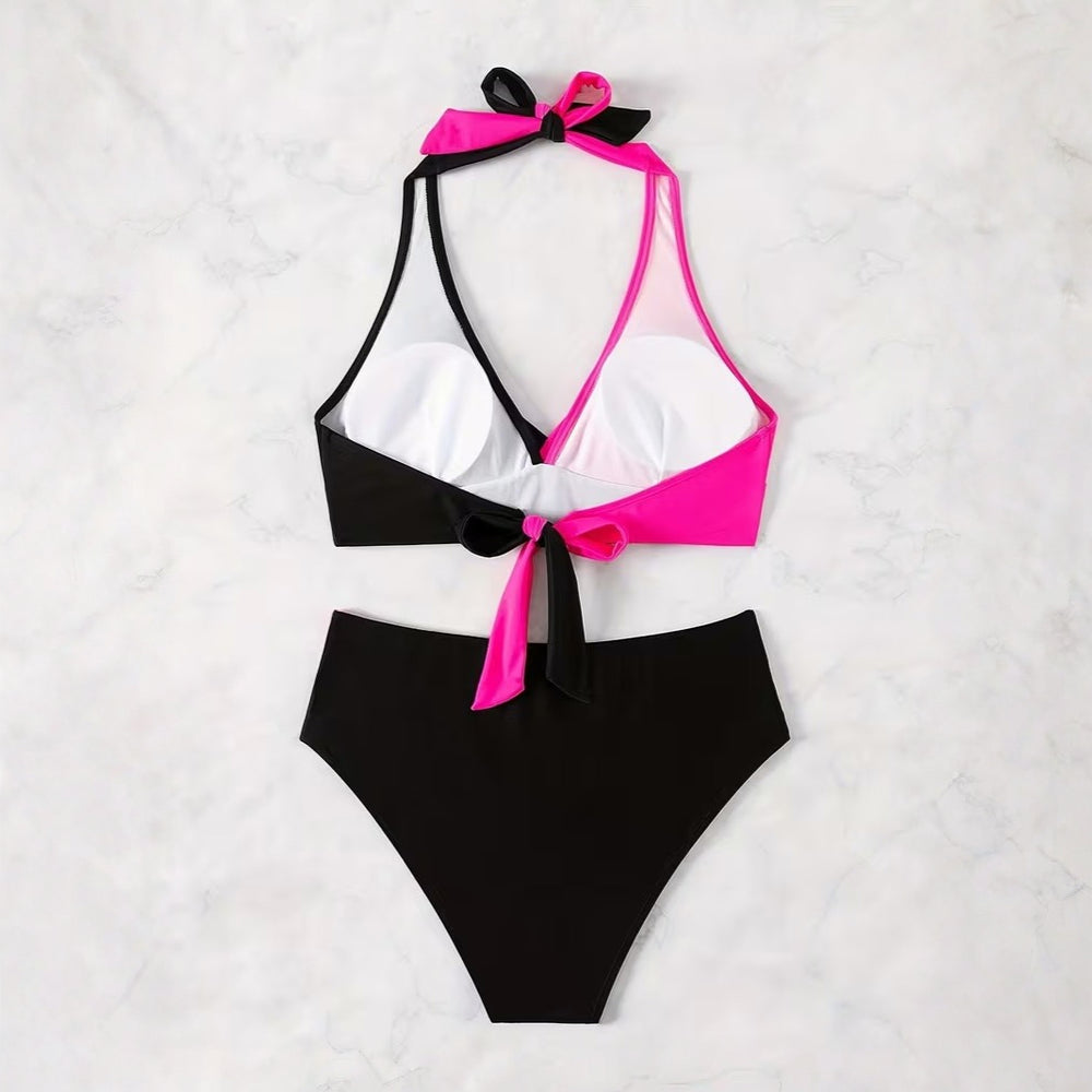 Bikini Donna Set Halter Incrocio Vita Alta Regolabile