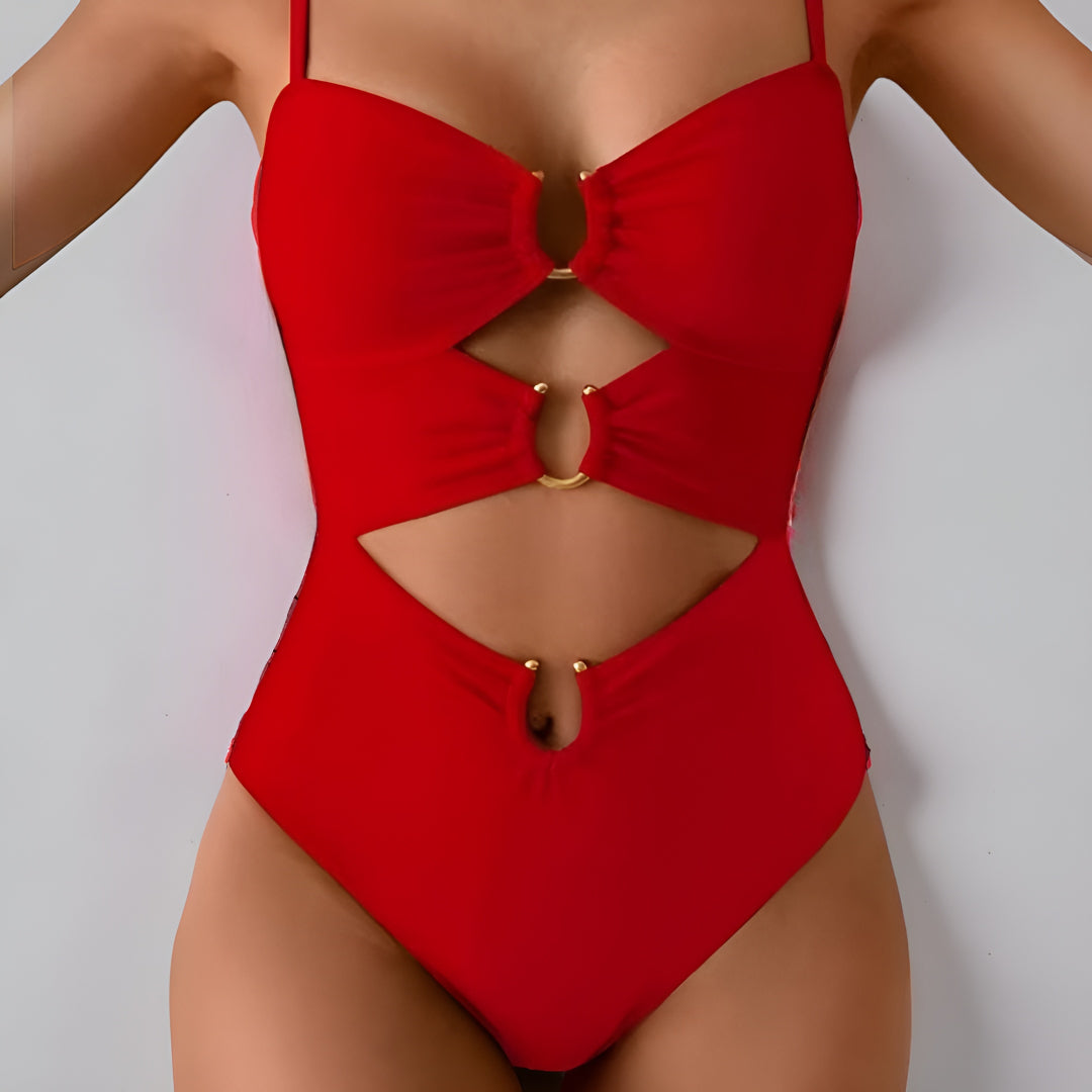 Bañador Mujer Monokini Recortes Control Abdomen Tirantes Ajustables