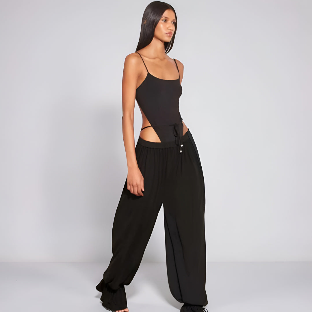 Women's Swimsuit Set Stretch Adjustable Solid Color Beach Pants