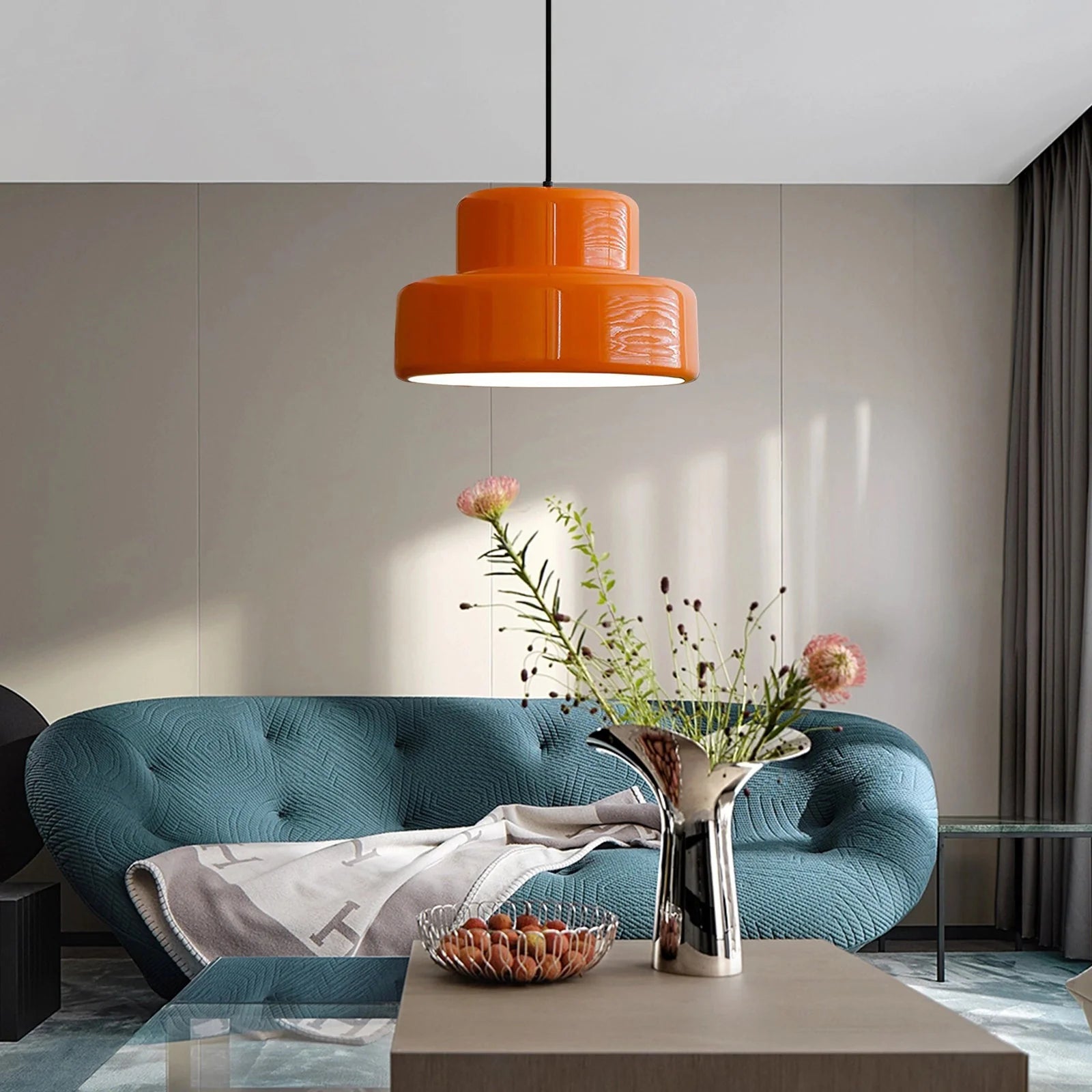 Lampada a sospensione Bauhaus Vintage Arancione per Sala da Pranzo