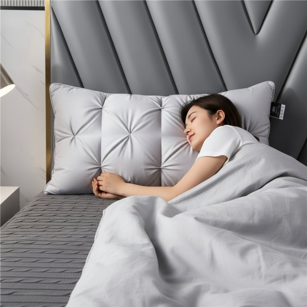Goose Down Pillow Luxury Supportive Breathable Sleep Cushion