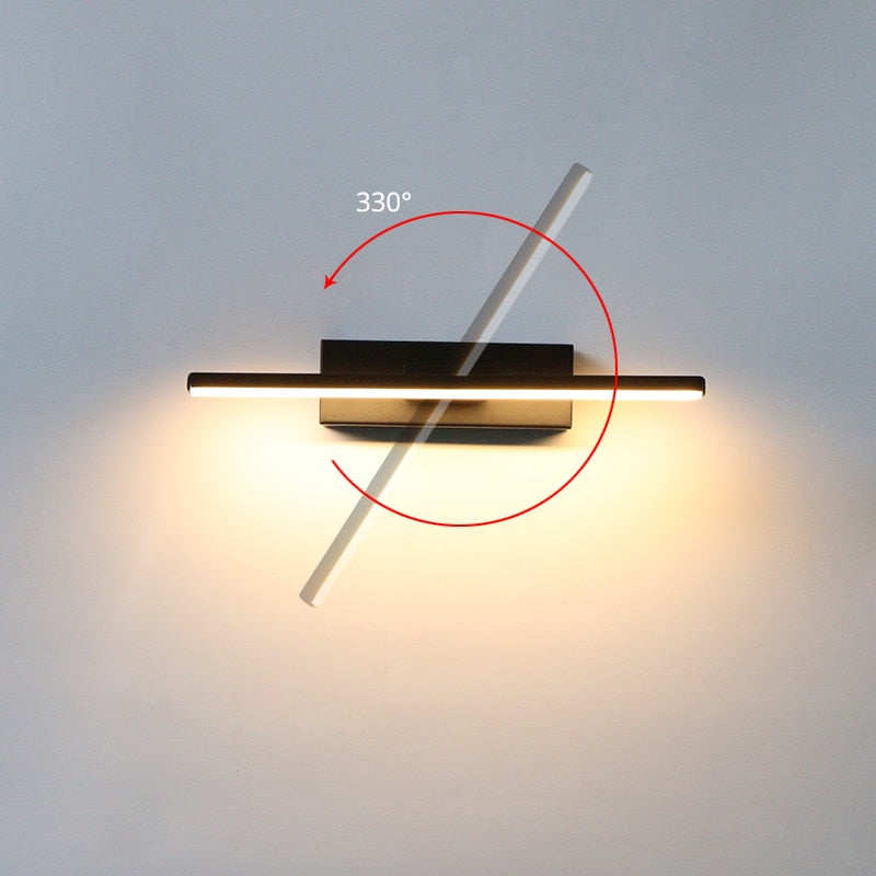 Lampada da parete moderna girevole Edge nero/bianco camera da letto metallo silicone