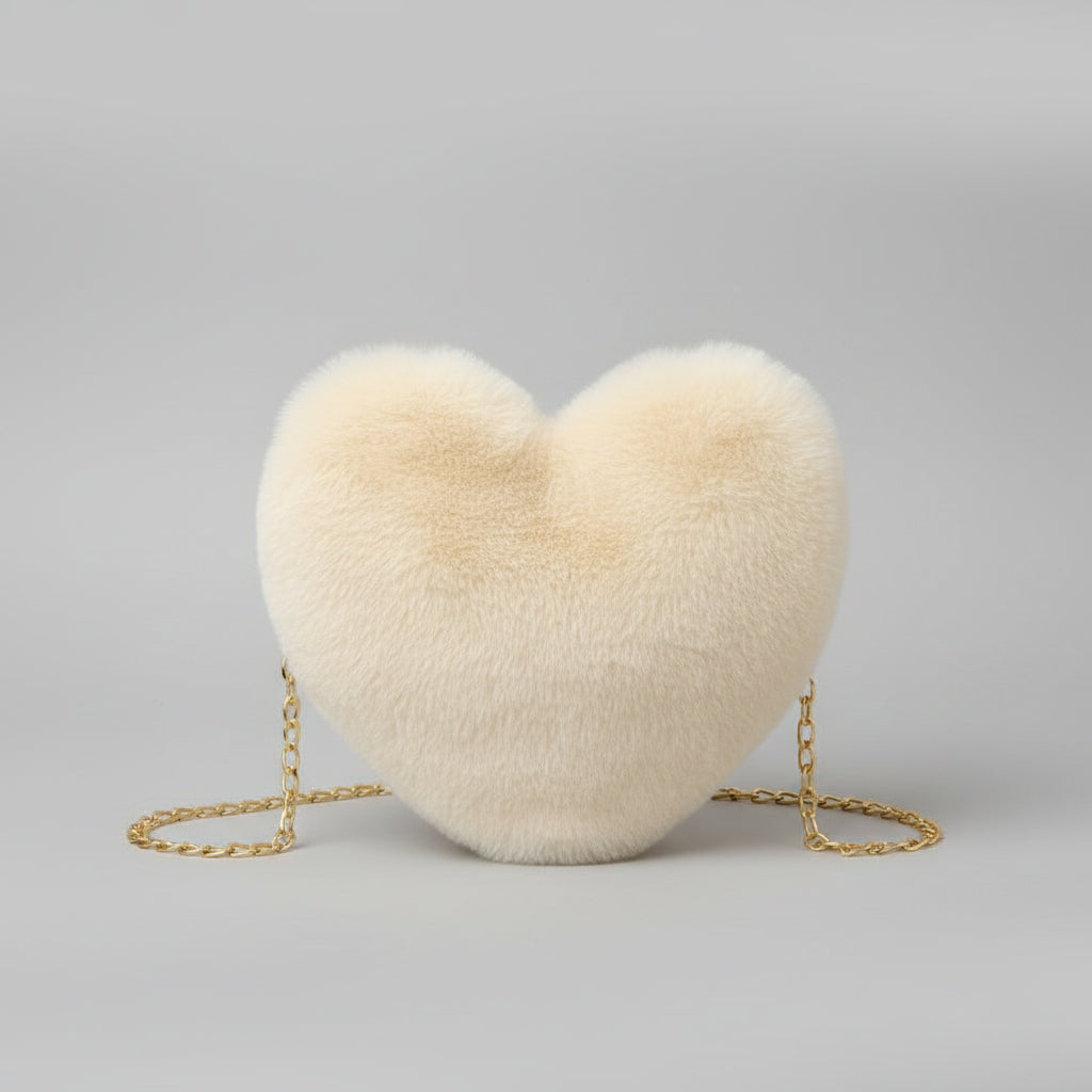 Fluffy Heart Shaped Handbag Shoulder Strap