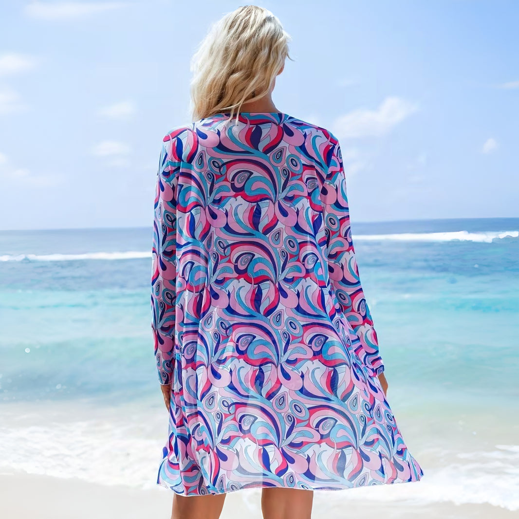 Bikini Donna Set 3 Pezzi Vita Alta Cover Up Spiaggia