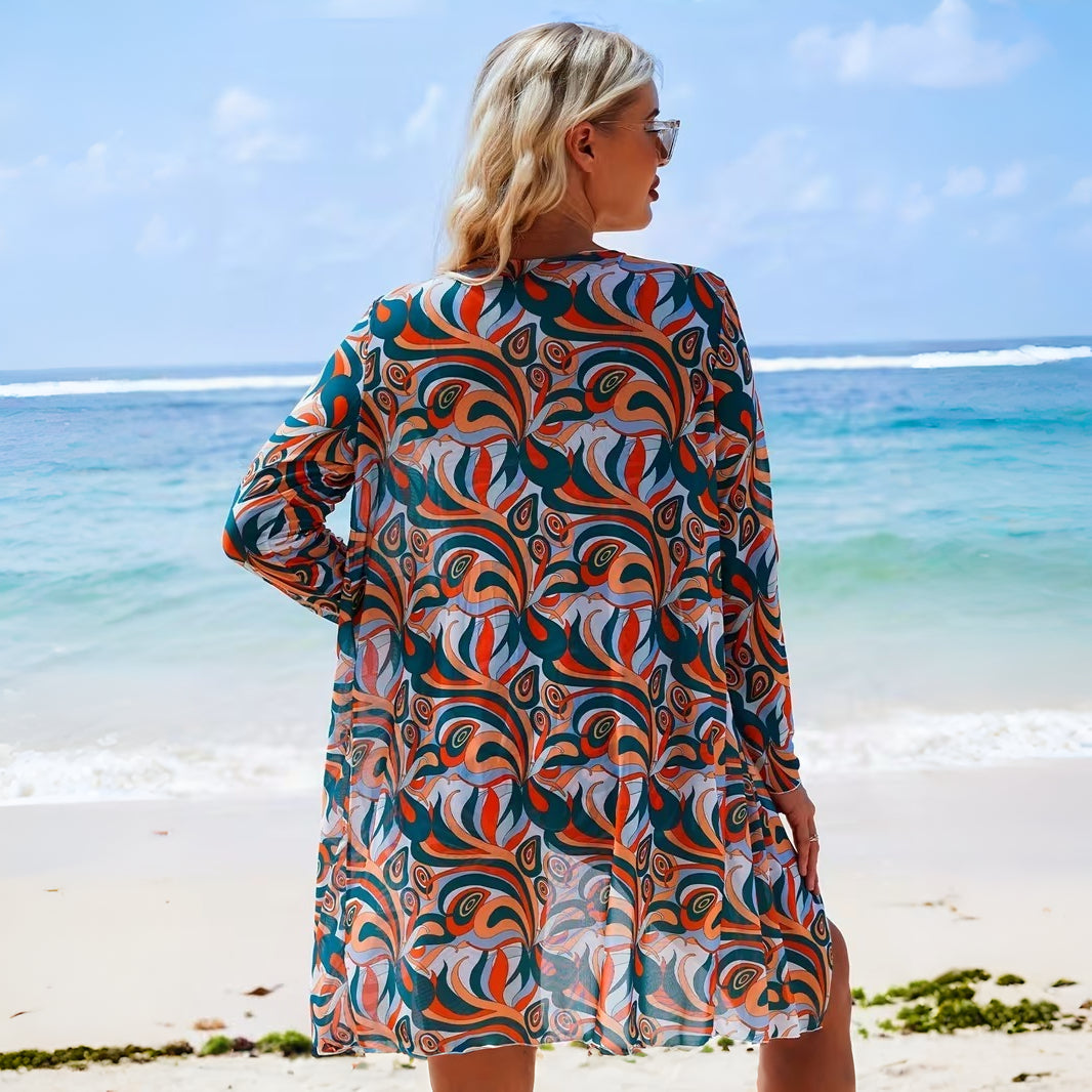 Bikini Donna Set 3 Pezzi Vita Alta Cover Up Spiaggia