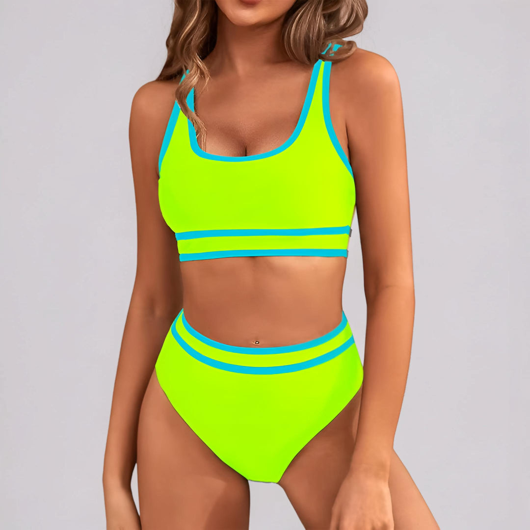 Bikini Donna Sportivo Bikini Vita Alta Controllo Pancia Set
