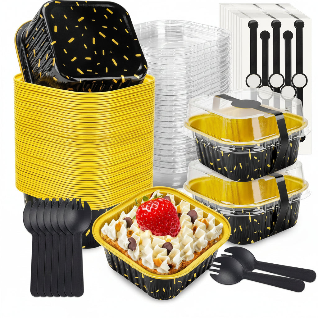 Mini Stampi Torte Coperchio Usa Getta Alluminio Torte Dolci 50 Pezzi