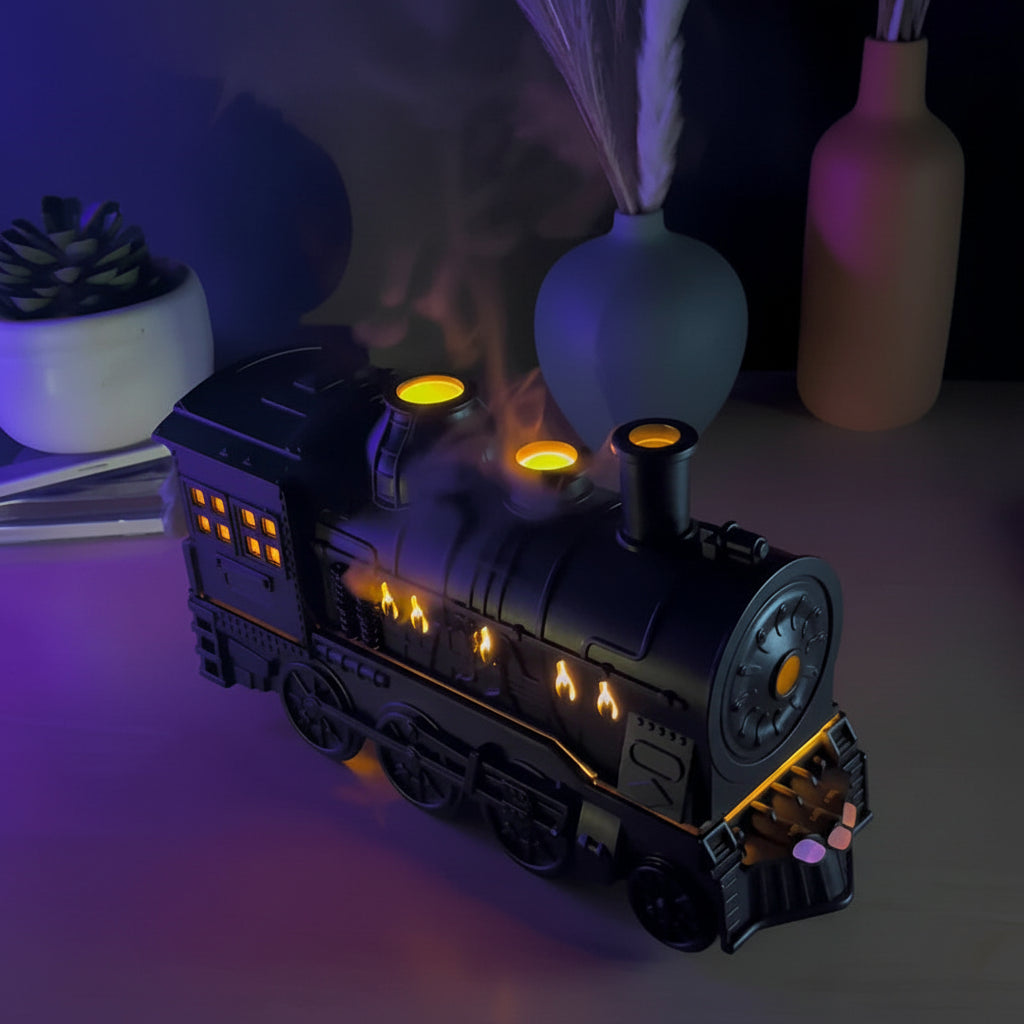 Umidificatore Decorativo Locomotiva Vapore Aroma Lampada Notturna