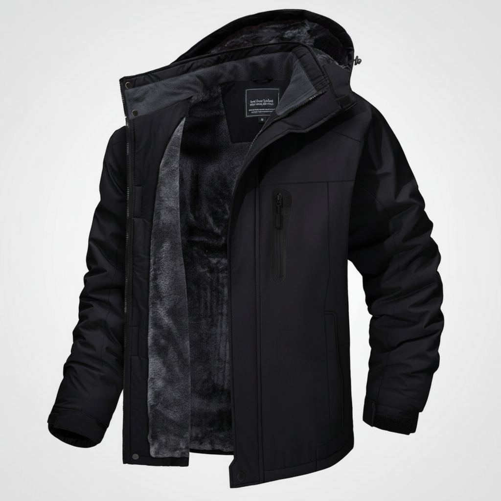 Mens Winter Jacket Waterproof Windproof Adjustable Hood