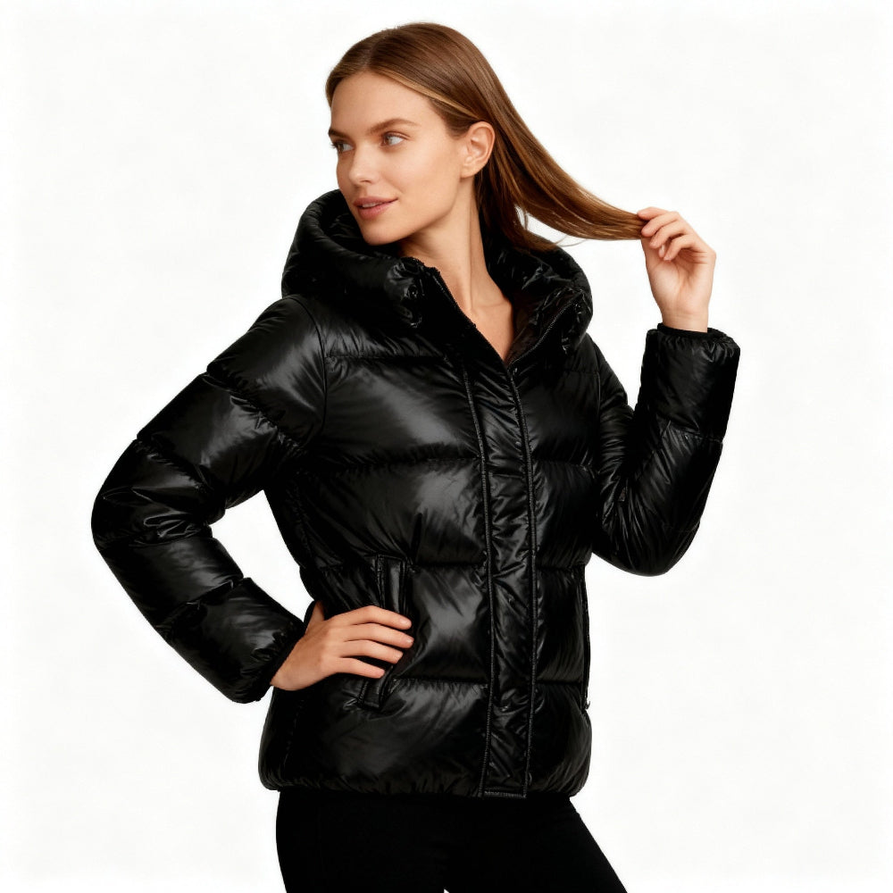 Womens Winter Jacket Quilted Ultralight Hood Pockets