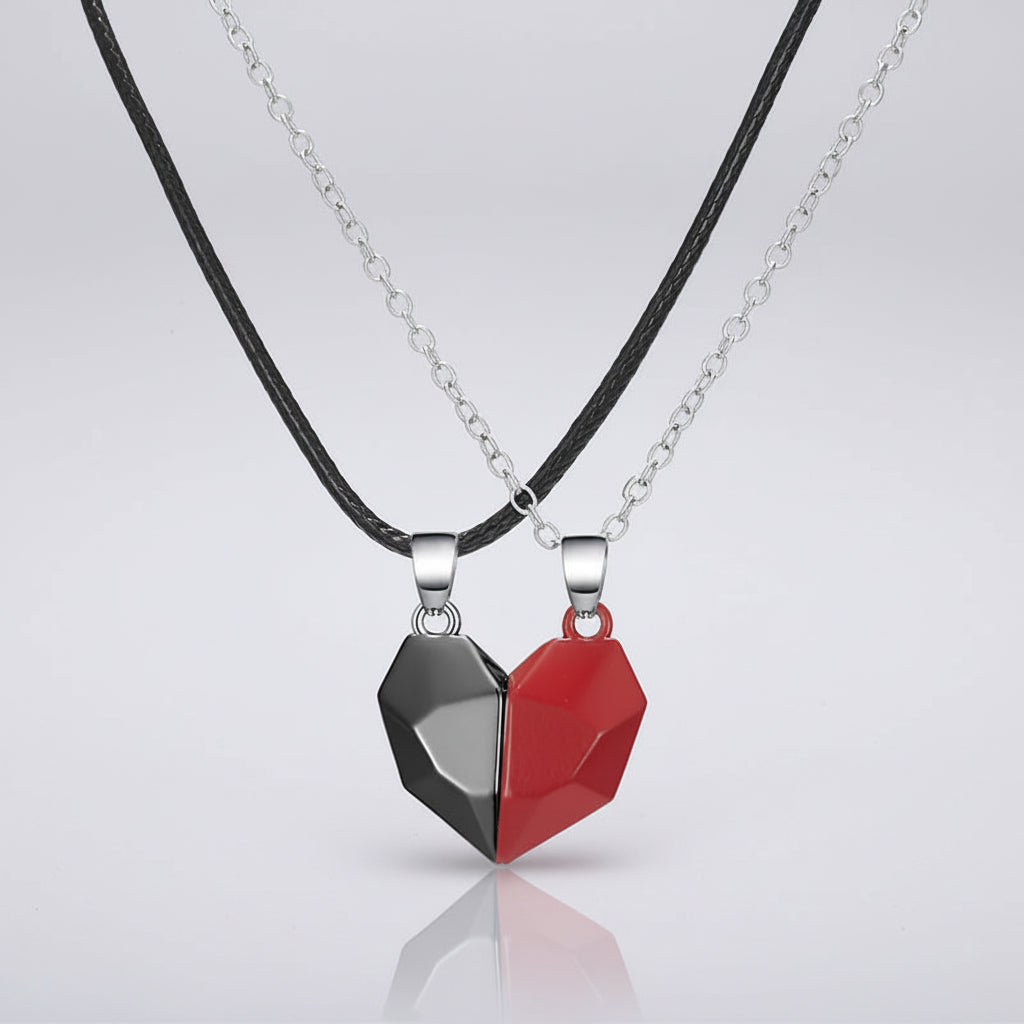Collana Ciondolo Forma Cuore Accenti Dorati Argento